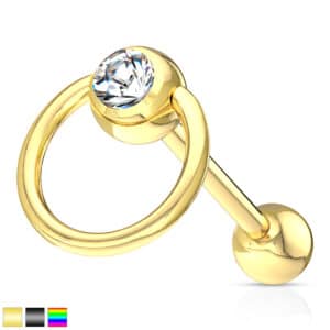 ברבל בצבעים שונים בשילוב טבעת עם קריסטל שקוף