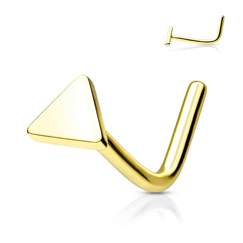 נזם בצורת האות "ר" עם סוגר משולש בצבע זהב