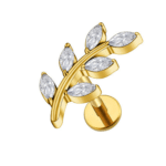 לאברט טיטניום זהב 6 עלים משובצים אבני זירקוניה שקופות